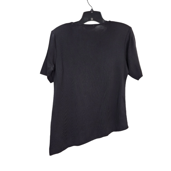 Misook Women's Short Sleeve Asymmetric Hem Top Black - S - Picture 6 of 6